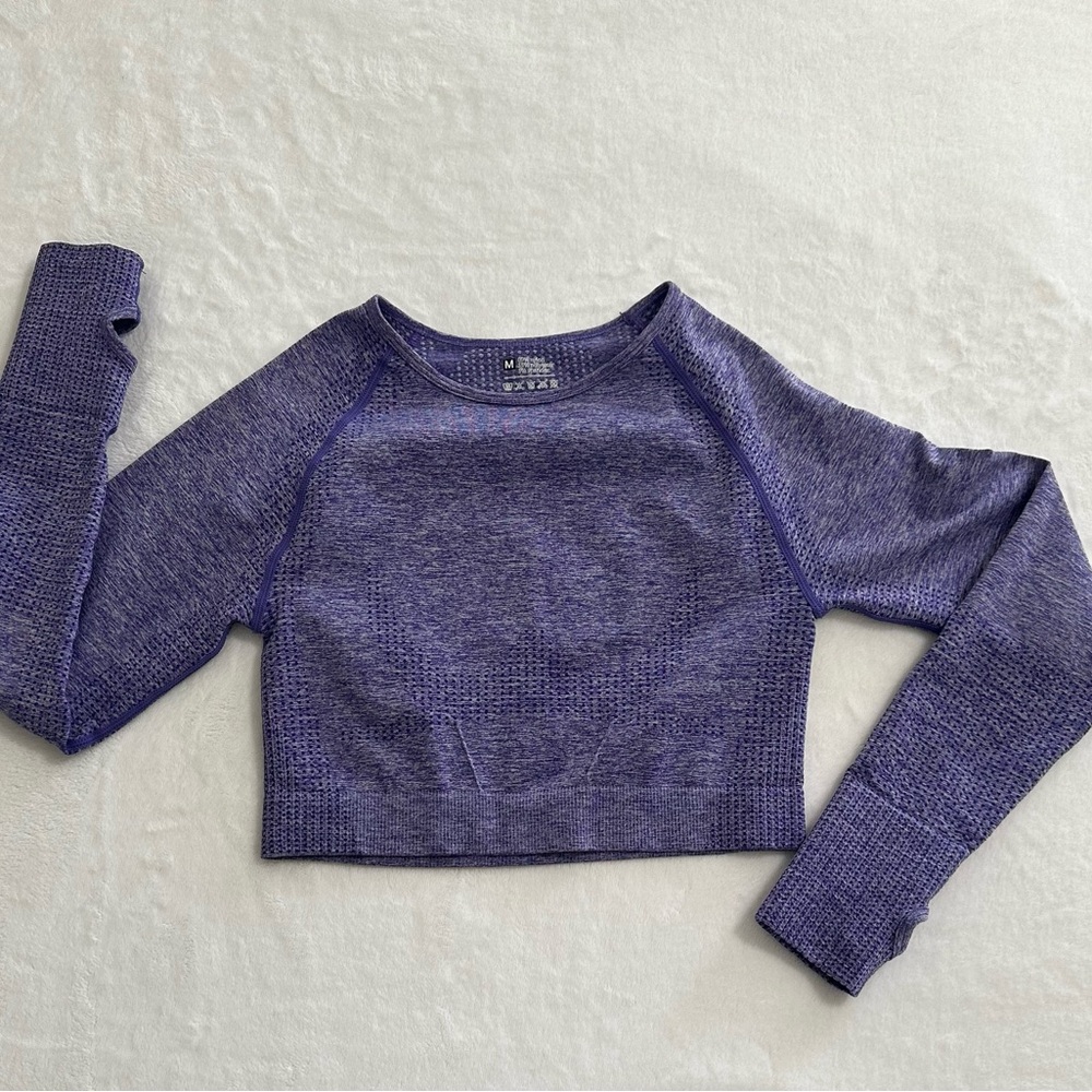 Purple Long Sleeve Crop Top